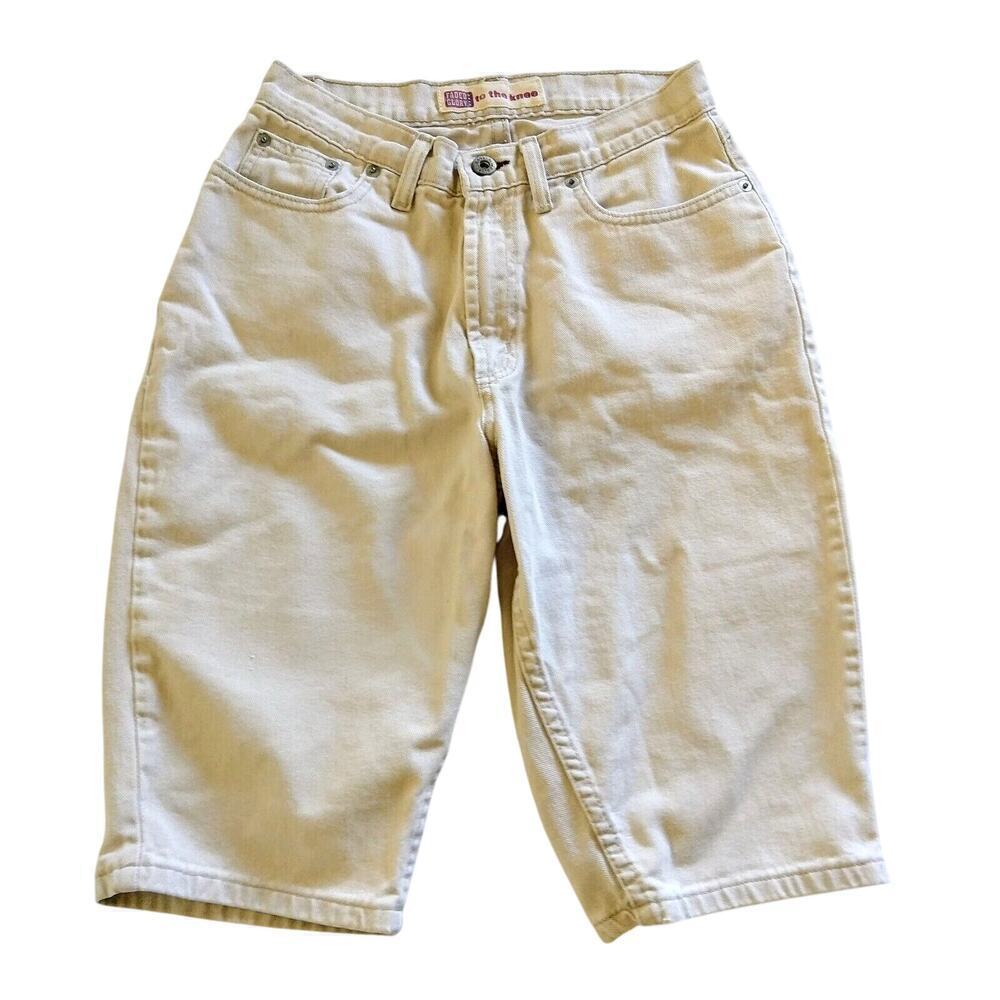 Vintage Y2K Jorts Jean Shorts Size 4 Faded Glory Beige 2000s Model Off Duty